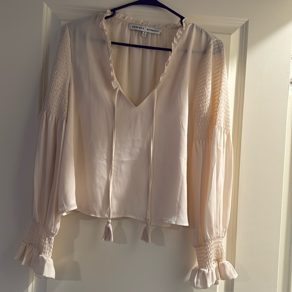 Rebecca‎ Minoff women’s size medium white Penelope tassel top.